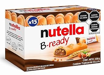 Ferrero: Nutella B-ready  a crisp wafer of bread in the form of mini baguette stuffed with a creamy Nutella 15 pieces 10.13 oz 286g [ Italian Import ]