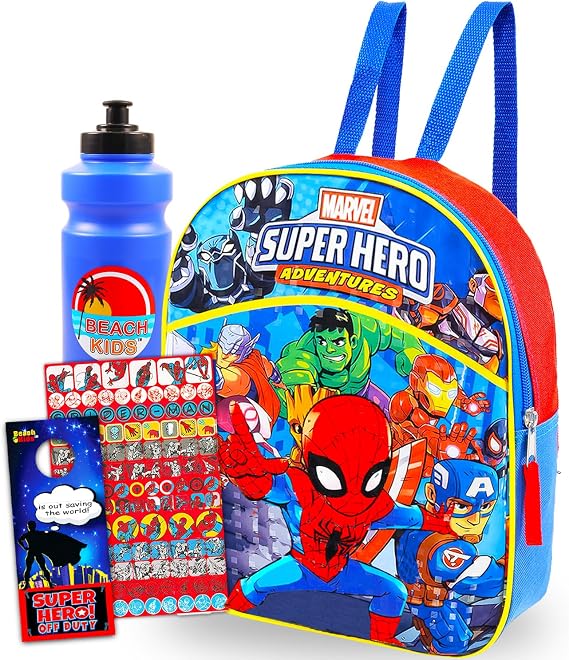 Spiderman Mini Backpack for Boys - Bundle with 11" Marvel School Bag for Toddlers Plus Stickers, Water Bottle, More | Spiderman Small Backpack for Kids