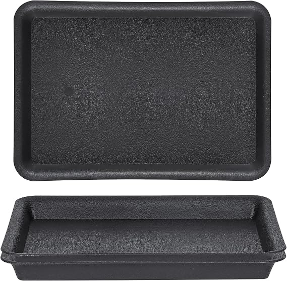 GREANER Plant Saucer Tray Rectangular, 13.49.4 Inch Durable Plastic Plant Drainage Trays, Plant Pot Drainage Tray for Indoor Outdoor Pots-Fits Planters Up to 12 Bottom Diameter(Black)