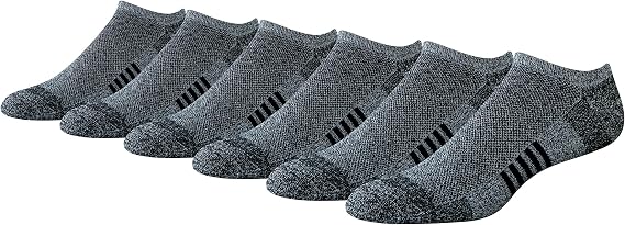 Amazon Essentials Men's Performance Breathable Cotton-Poly Blend Cushioned No Show Running and Trainer Athletic Ankle Socks