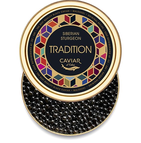 BESTSELLER Premium Osetra Sturgeon Black Caviar - TRADITIONAL Style - 3.5 oz - (100g) - Malossol Ossetra Black Roe - Premium Quality [JULY 2026]