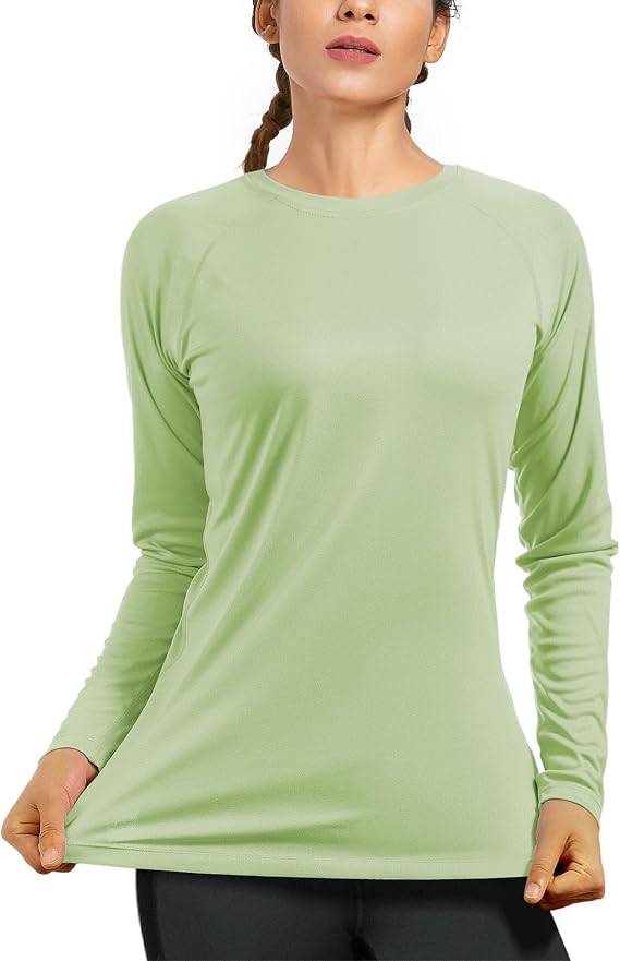isnowood Women's Sun Protection Long Sleeve Shirts, UPF 50+ UV Rash Guard Swim Shirt, Workout Hiking Running Athletic Tops