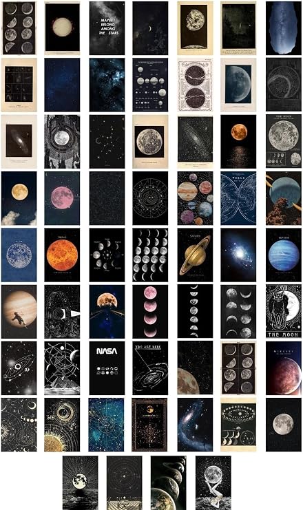 Postifull Uzay Poster Seti - Kolaj Seti - Oda Dekoru - Duvar Posteri - Yapışkanlı - Duvar Dekoru - 60 Adet;