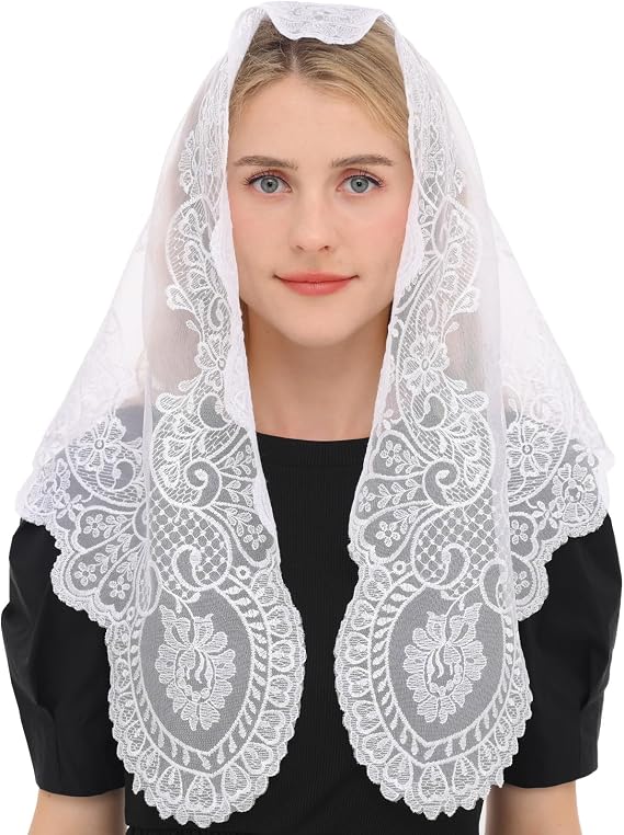 Triangular Mantilla Lace Head Covering Mass Catholic Church Veils