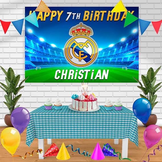 Real Madrid 2020 Birthday Banner Personalized Party Backdrop Decoration 60x42 Inches - 5x3 Feet