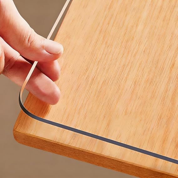 Custom Multisize 1.5mm Thick Clear PVC Table Cover Protector - 60 x 110 cm Rectangular Plastic Table Cover Desk Pad Mat for Console Table/Writing Desk/Dining Room Table -