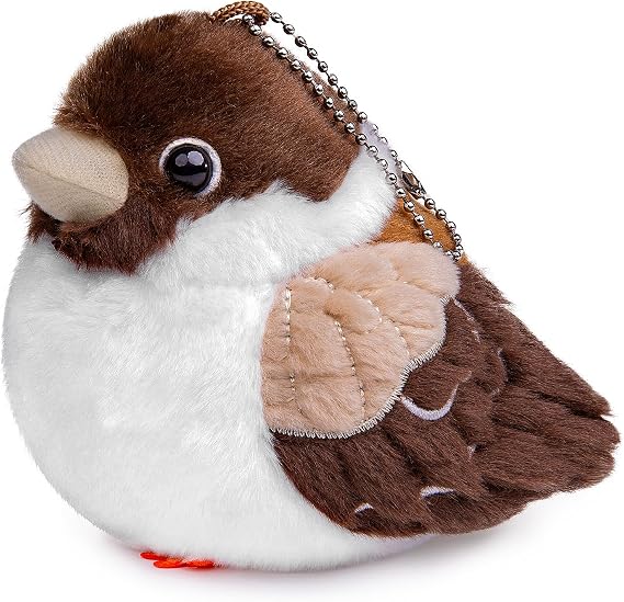 FRANKIEZHOU Simulation Sparrow Stuffed Animal 4.33",Bird Plush Toy, Delicate,Embroidered Plush,Easter Plush, Girl Toys,Home Decor