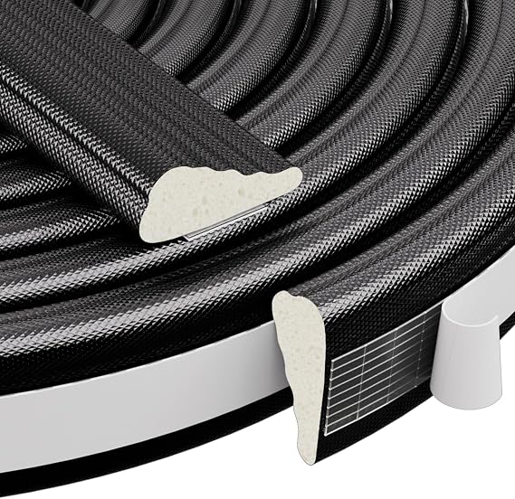 3 Pcs 196" Black Wedge Weather Stripping Door Seal, Foam Door Gap Seal