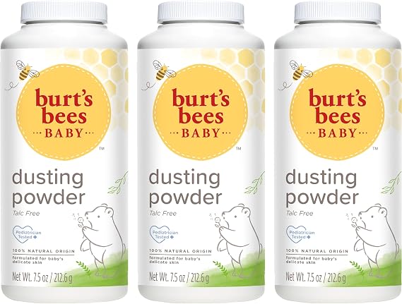 Burt's Bees Baby Dusting Powder, 100% Natural Origin, Talc-Free, Pediatrician Tested, 7.5 Ounces, Pack of 3, Pack May Vary