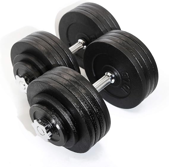 Cast Iron Adjustable Dumbbells 200lbs Black