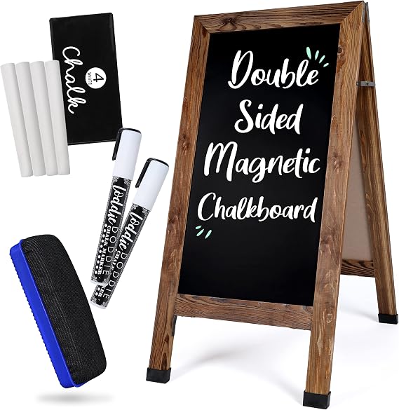 Loddie Doddie Magnetic Chalkboard Sign, Sandwich Board, Brown, 40 x 20 in