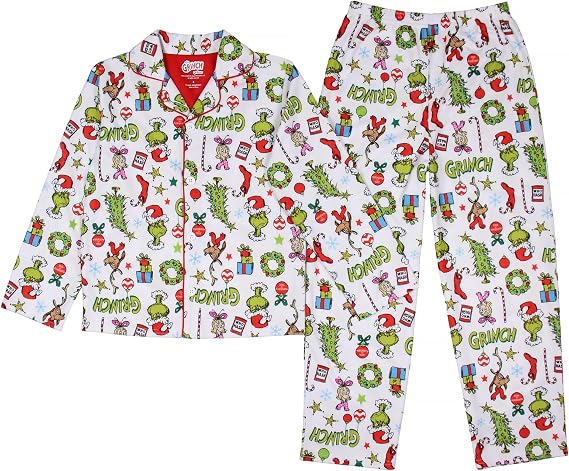 Dr. Seuss The Grinch Pajamas 2-Piece Matching Set - Cozy Christmas PJs Loungewear for Toddlers & Big Kids Boys Girls