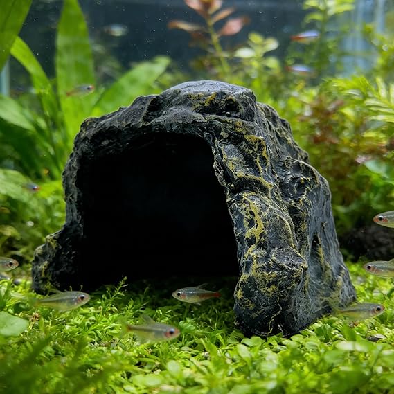M2cbridge Aquarium Fish Hide Cave Reptile Terrarium Habitat Decor Rock | Natural colors careful craft, perfect resting spot, solid and sturdy