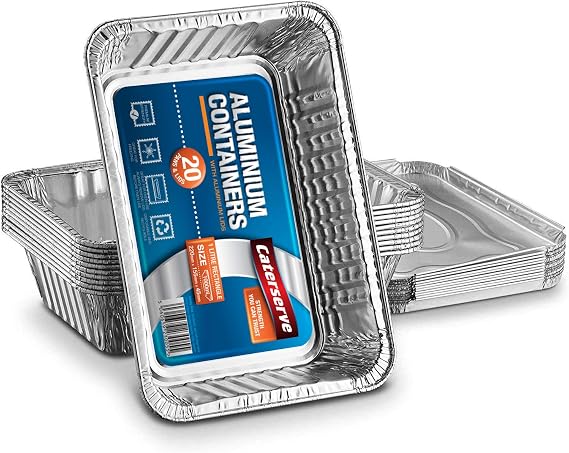 Disposable Aluminum Foil Trays Containers with Foil Lids 1000ml. Great for Baking Food Storage Takeaway Tin Pack of 20