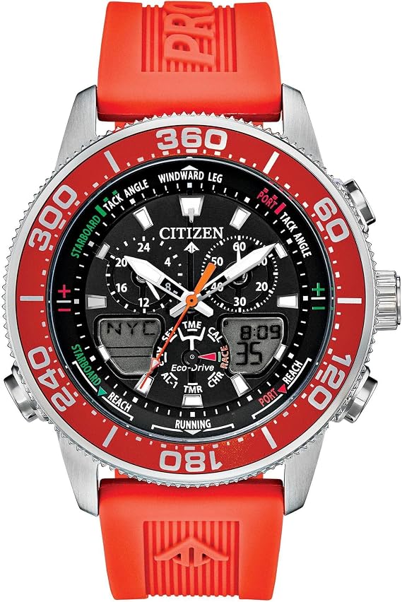 Citizen Men's Promaster Sailhawk Eco-Drive Watch, Yacht Racing Timer, Chronograph, Polyurethane Strap, Dual-Time, Analog/ Digital Times, Luminous Hands and Markers