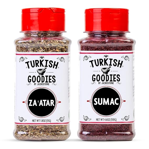 Sumac and Zaatar Spice Set Middle Eastern Seasoning Bundle | Authentic Zahatar (1.8oz) & Premium Sumac (4.6oz) | Mediterranean Zatar Blend and Ground Sumakh for Cooking & Garnishing