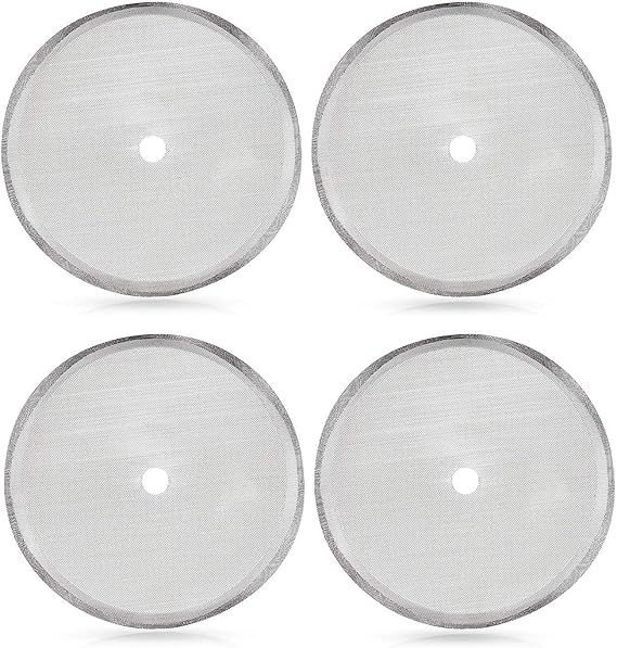 Secura French Press Replacement Screens, Stainless Steel Reusable Mesh Filter for 50 Ounce, 1.5 Liter Coffee Press, 4 Pack