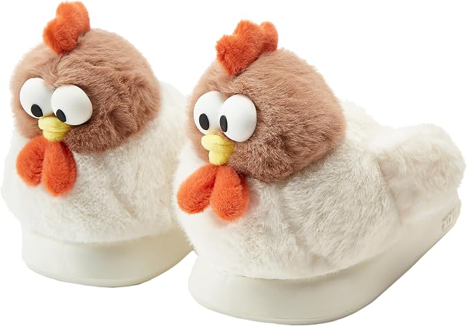 Women's Cute Chicken Slippers Funny Animal Slippers Cozy Plush House Shoes
