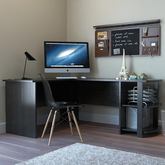Kristen Corner L-Shaped Computer Desk in Black