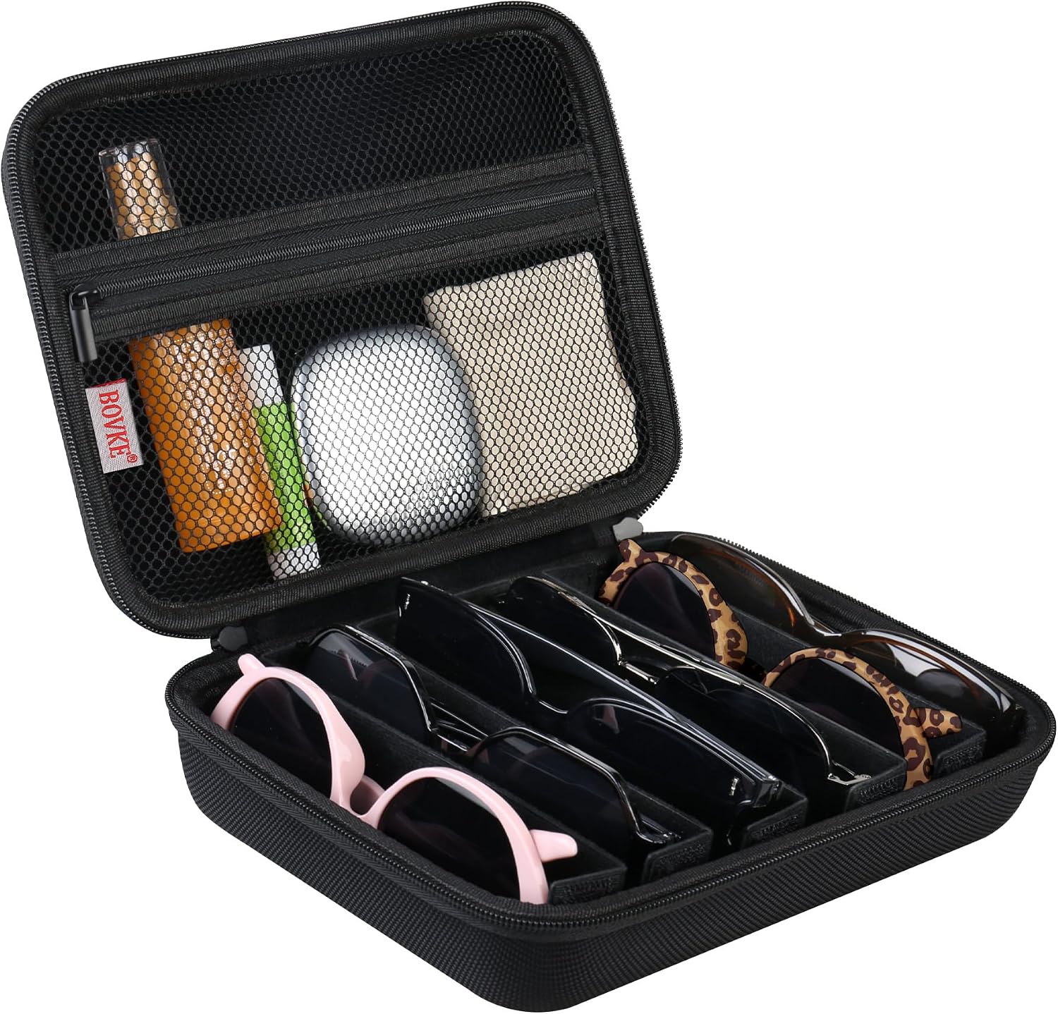 BOVKE Travel Sunglasses Organizer, Glasses Display Case, Eyeglasses Organizer Storage Holder for Multiple Pairs for Men Women