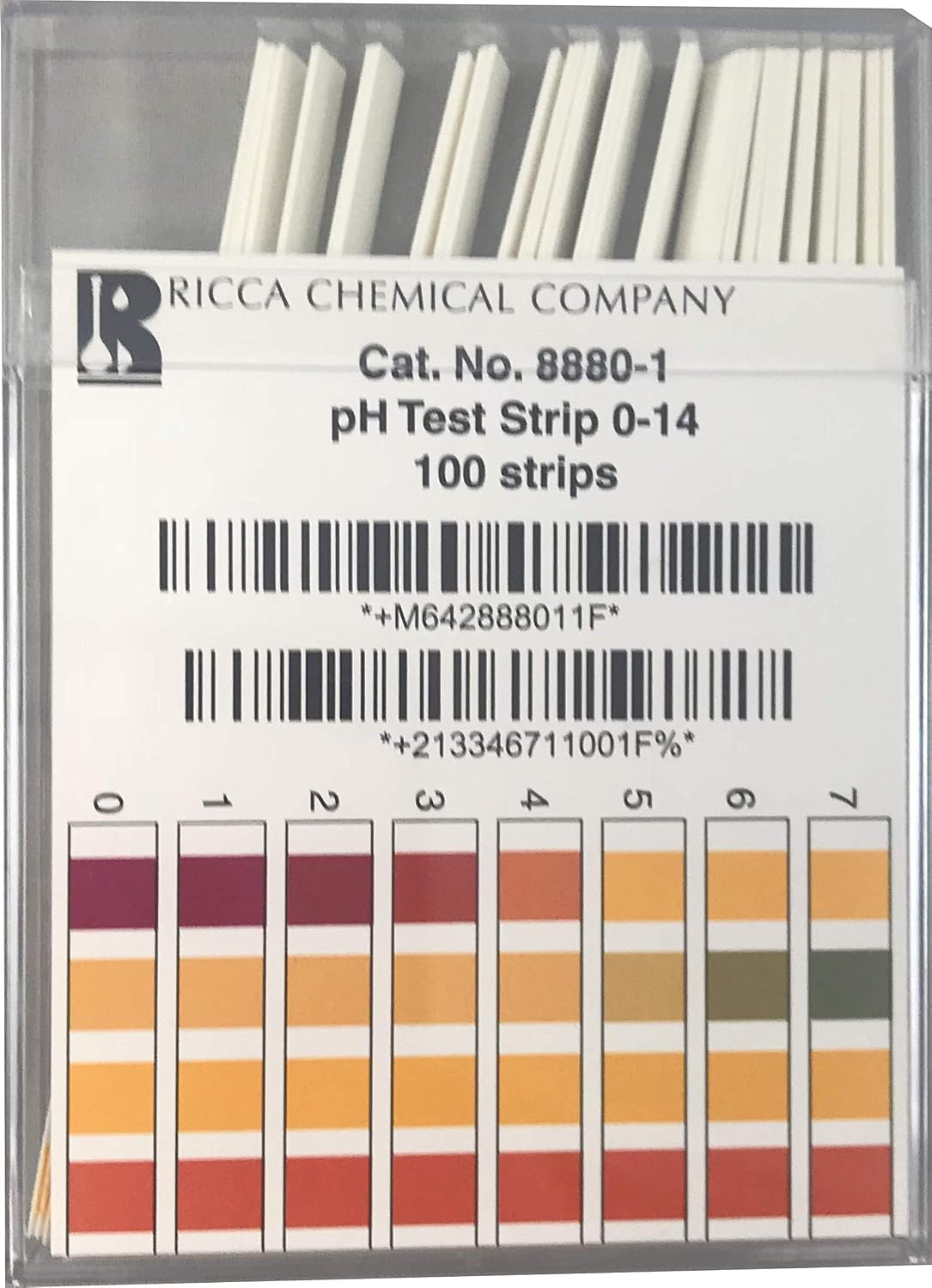 Ricca Chemical 8880-1 pH Test Strips, 0-14, 1E Container Pack of 100