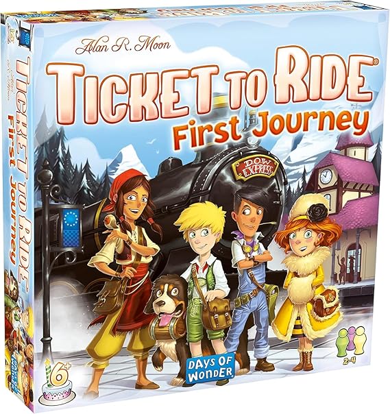 Days of Wonder | Ticket To Ride First Journey Europe Board Game | Ages 6+ | For 2 To 4 Players | Average Playtime 15-30 Minutes
