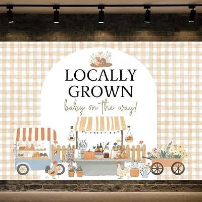 7X5ft Locally Grown Baby Shower Backdrop Vegetable and Fruit Background Party Decorations Farmers Market Decoration Backdrop for Photography Baby Girl Shower Party Supplies Photo Booth Props