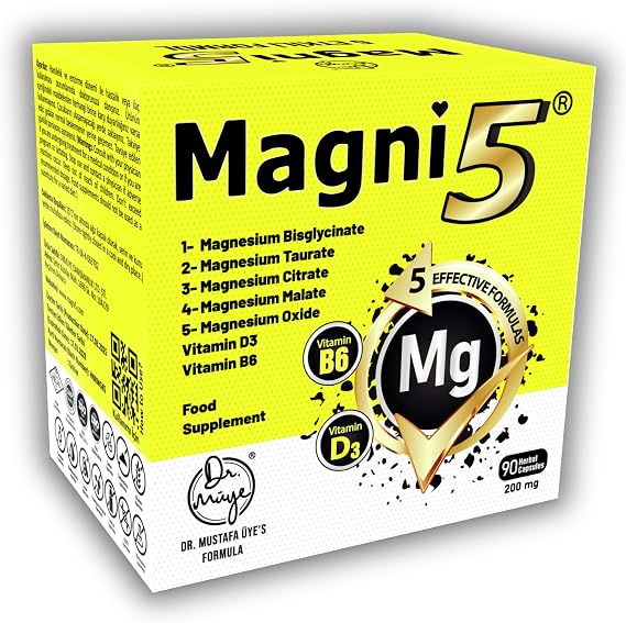 DR MÜYE Magnezyum 5 Etkili Form 3 Aylık 90 Kapsül B6 D3 Vitamini Magni5 Bisglisinat Malat Taurat Sitrat Oksit