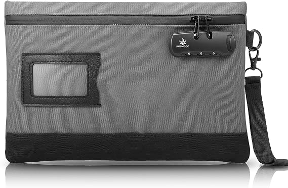 KOSMCCO Money Bag with Lock, Grey, 11.8 x 7.9 Inches