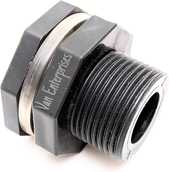 1/2" PRO SERIES HD Bulkhead [SOCKET ENDS] for Rain Barrels, Aquariums, Aquaponics, Water Tanks