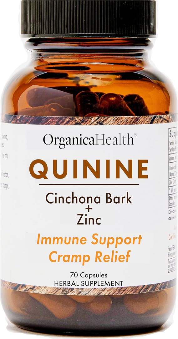Leg Cramps Defense Pills - 1000mg Organic Quinine Capsules Zinc 50mg - Restless Legs Relief - Cinchona Bark Herb Supplement - Vegan Capsules 70 Count