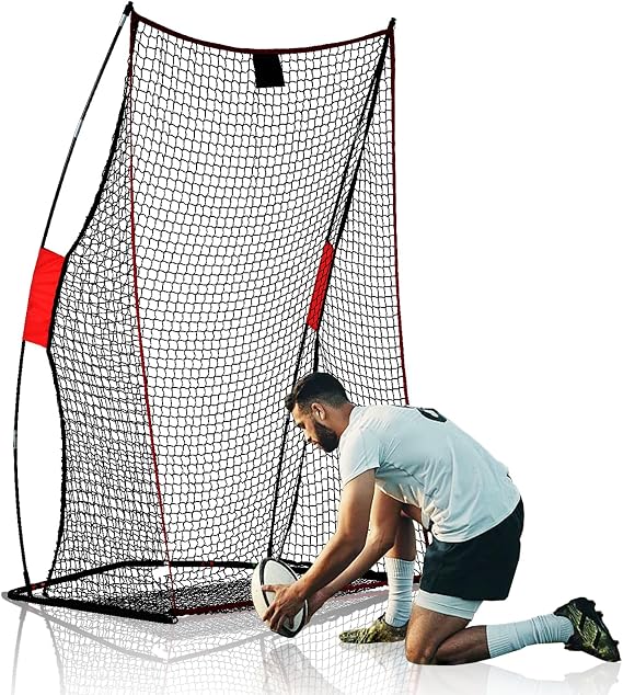 PGL Football Kicking Training Net Durable Reinforced Equipment with Stable Frame 47FT - Improve Hitting Accuracy Backyard Field Outdoor Practice Use