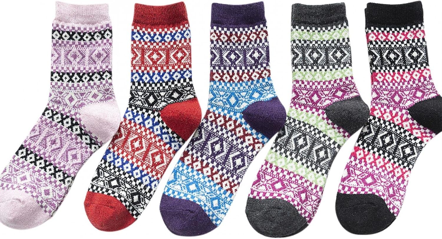 5 Pack Womens Classic Socks Christmas Winter Soft Warm Cold Sports Knit Wool Socks for Women Casual Holiday FFFG
