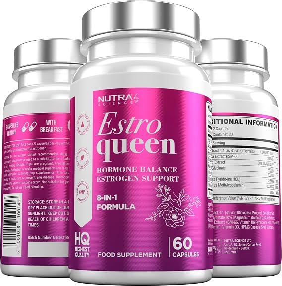 EstroQueen – Estro Support Tablets for Women Estro Balance Supplement – 60 Vegan Capsules Estro Supplements