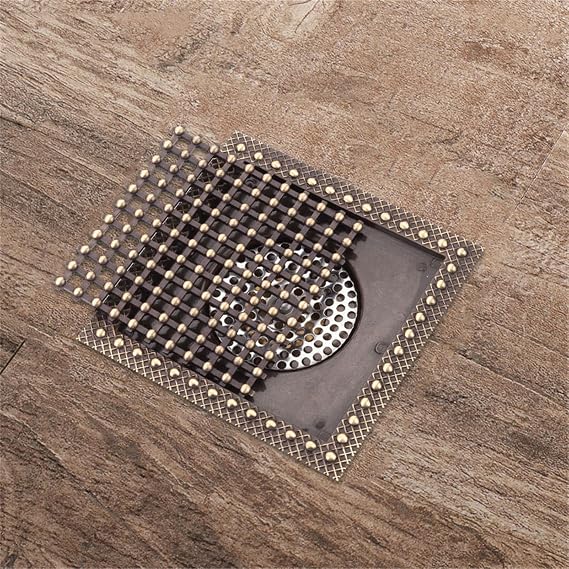 6 Inch Shower Drain Bronze Brass Floor Drain with Hair Strainer for Kitchen Washroom Garage and Basement