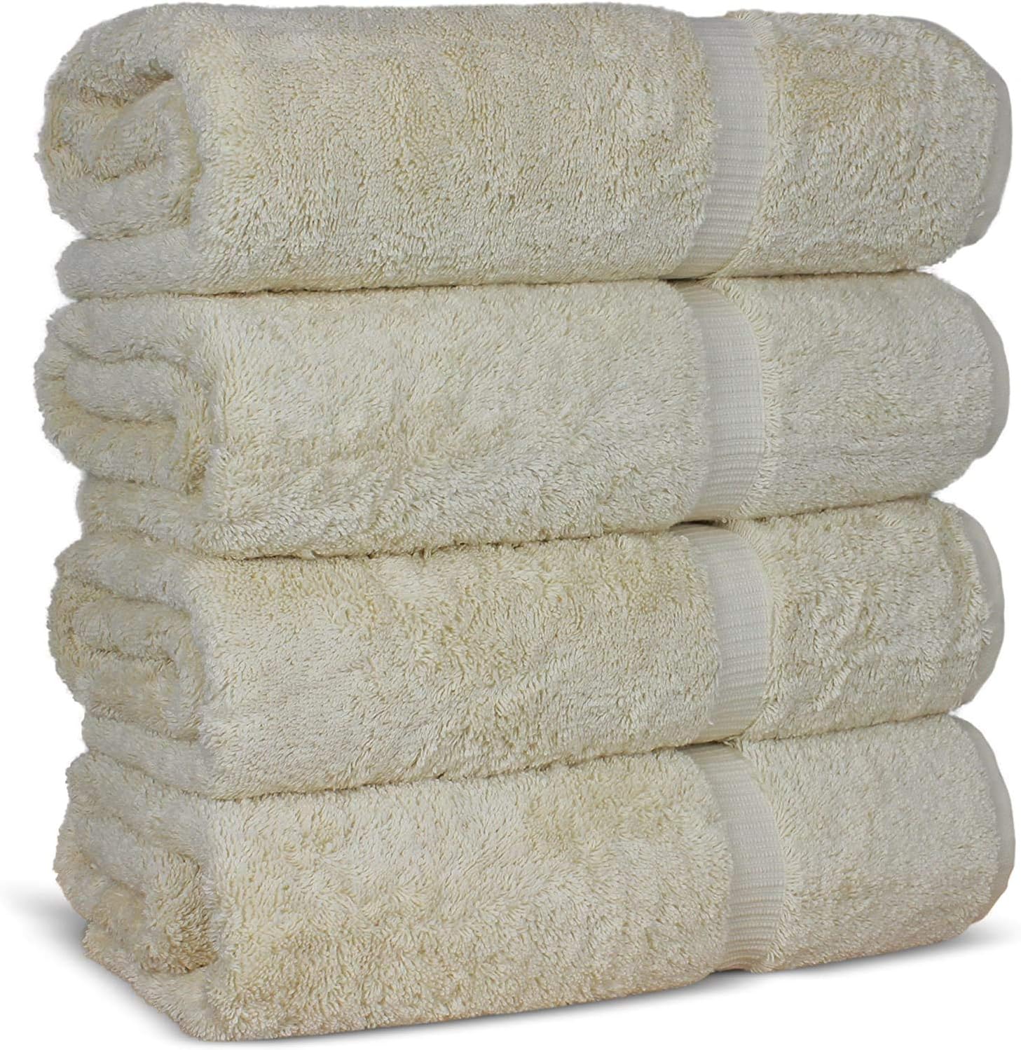 FTB Classic Bath Towels Set 4 Piece 27X54 Inches Bath Towels Beige, 4 Bath Towels