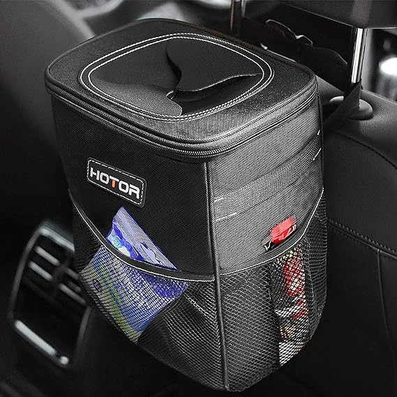 HOTOR Car Trash Can, Compact Waterproof Organizer, Leak-Proof Bin, 2-Gallon