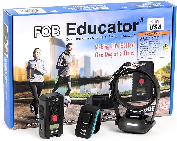 E-Collar Educator FOB FE-560 300 Yard Dog Training Collar w/Remote, Black | 300 Yard Range, Waterproof, Rechargeable, Tone, Vibration & Stimulation, For Dogs 10 lbs+
