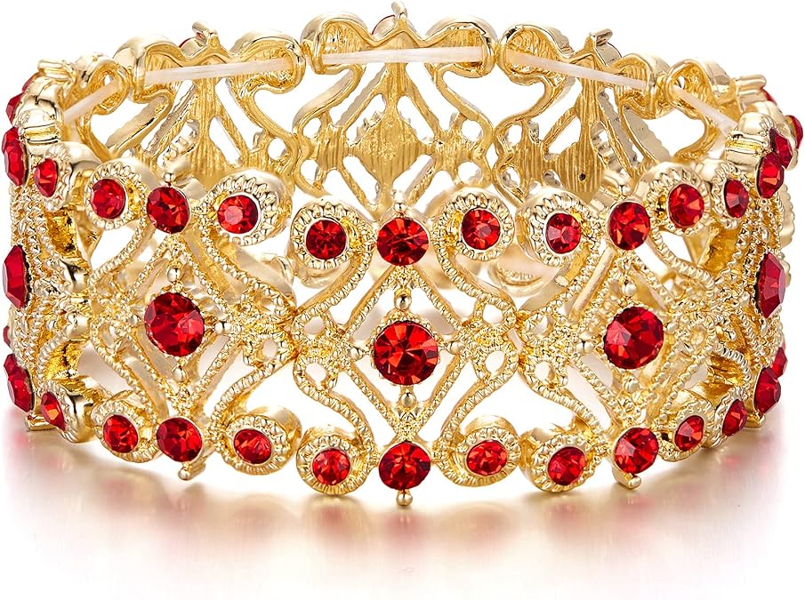 BriLove Women's Wedding Crystal Cluster Tennis Stretch Bracelet