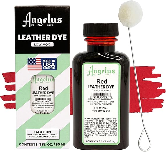 Red Angelas Low VOC Leather Dye, 3.1 fl oz 90 ml