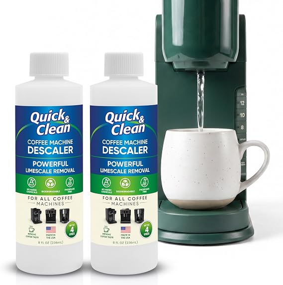Quick & Clean 2-Pack Descaler (8 Total Uses) - Made in the USA - Descaling Solution for Keurig, Nespresso, Ninja, Delonghi, Coffee and Espresso Machines