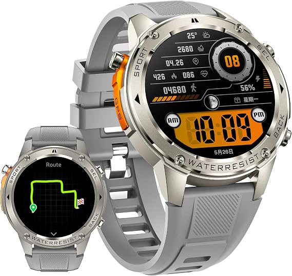 Military Smart Watch for Men (Answer/Make Calls) 1.43 HD Built-in GPS, Outdoor Tactical Smartwatch with 500mAh Battery 100+ Sports Modes Heart Rate Sleep Monitor Activity Tracker
