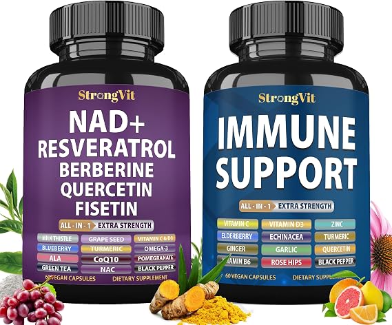 StrongVit NAD Supplement & Immune Support Bundle (120 Capsules)
