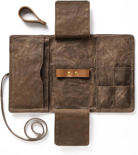 BS-VOG Tobacco Pouch, Waxed Canvas Pipe Case for 2 Smoking Pipes