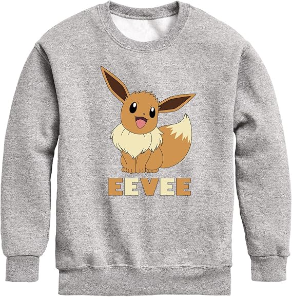 HYBRID APPAREL - Pokemon - Happy Eevee - Youth Crewneck Fleece Sweatshirt