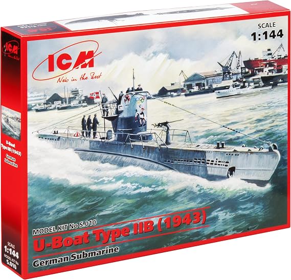 ICM S.010 - Plastic Military Watercraft Model Kit U-Boat Type IIB (1943), German Submarine - Scale 1:144