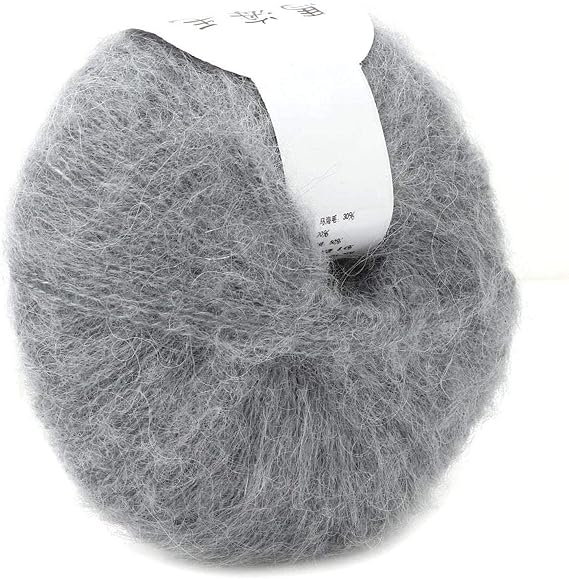 Mohair Knit Soft Angora Long Wool Yarn Hot with a Crochet Popular for DIY Weave(Light Grey)