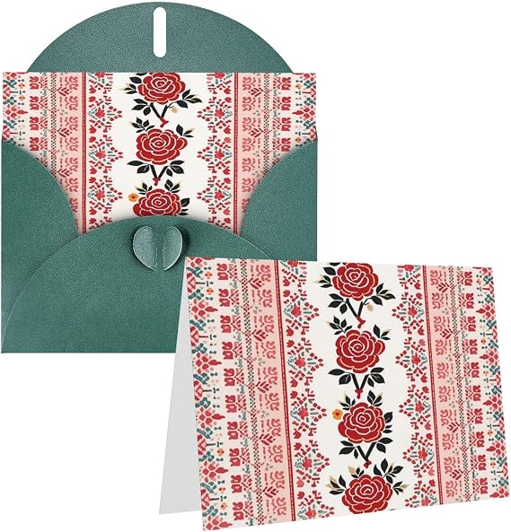 Greeting Cards Ukrainian Embroidery Style Rose Greetingcard With All Occasion Cards Invitation Holiday Card Anniversary Card
