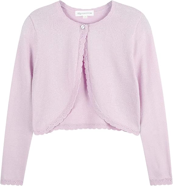 Girls Cardigan Bolero Ruffle Open Front Button Cover-Up 3-12Y