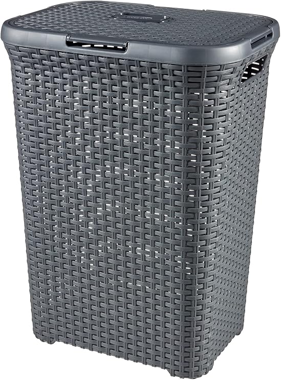 Curver 189211 Laundry Basket Wicker Look Polypropylene 60 L